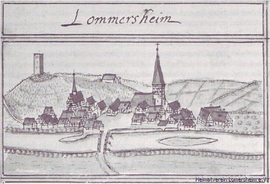 Lomersheim um 1684 (Quelle: HSTAS, H107 Nr. 147)