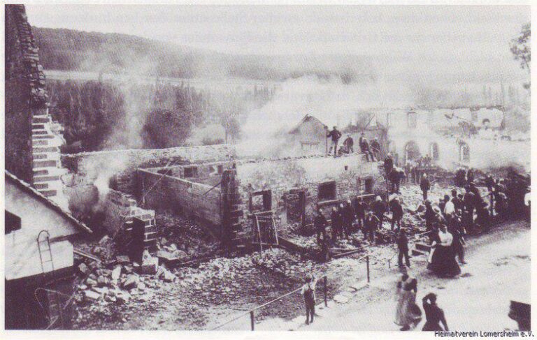Der Brand der Mühle im Spetember 1901